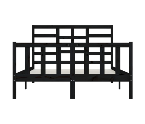 Estructura de cama madera maciza negra King Size 150x200 cm