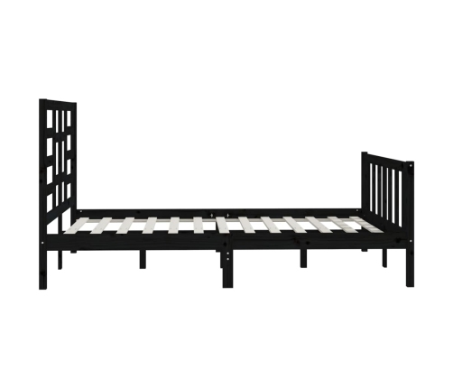 Estructura de cama madera maciza negra King Size 150x200 cm