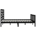 Estructura de cama madera maciza negra King Size 150x200 cm