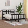 Estructura de cama madera maciza negra King Size 150x200 cm