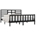 Estructura de cama madera maciza negro Supe King 180x200 cm