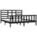 Estructura de cama madera maciza negro Supe King 180x200 cm