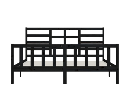 Estructura de cama madera maciza negro Supe King 180x200 cm