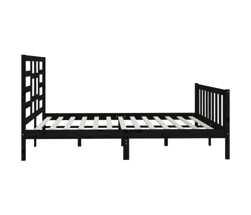 Estructura de cama madera maciza negro Supe King 180x200 cm