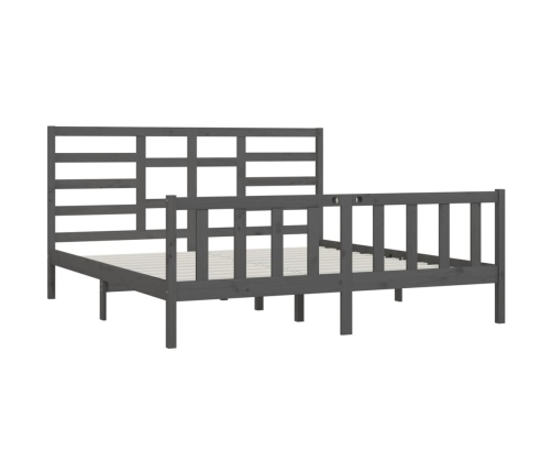 Estructura de cama de madera maciza de pino gris 200x200 cm