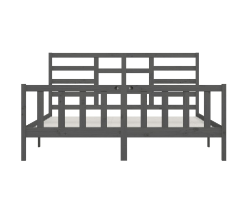 Estructura de cama de madera maciza de pino gris 200x200 cm