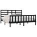Estructura de cama de madera maciza de pino negra 200x200 cm