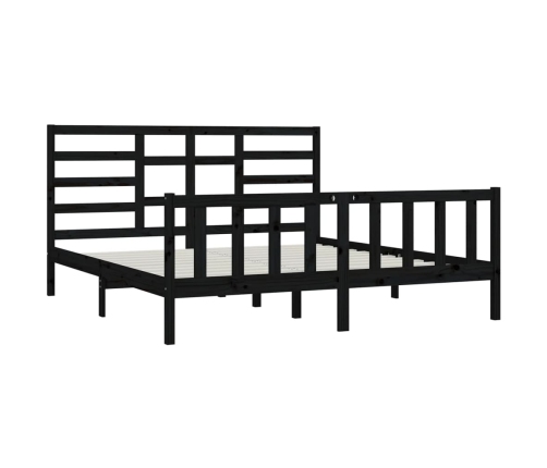 Estructura de cama de madera maciza de pino negra 200x200 cm
