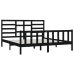 Estructura de cama de madera maciza de pino negra 200x200 cm