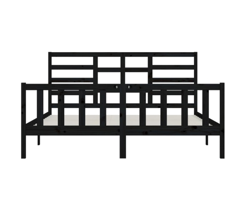 Estructura de cama de madera maciza de pino negra 200x200 cm