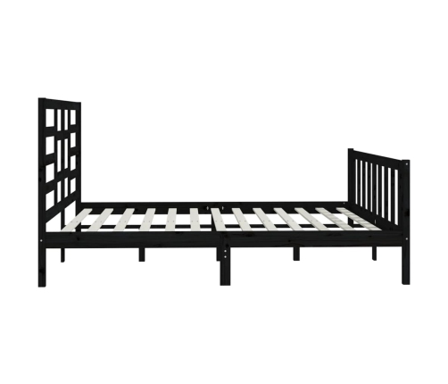 Estructura de cama de madera maciza de pino negra 200x200 cm