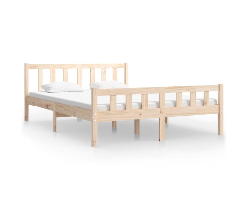 Estructura de cama doble sin colchón madera maciza