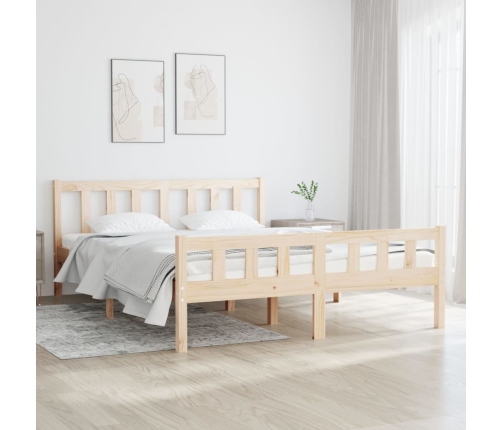 Estructura de cama doble sin colchón madera maciza