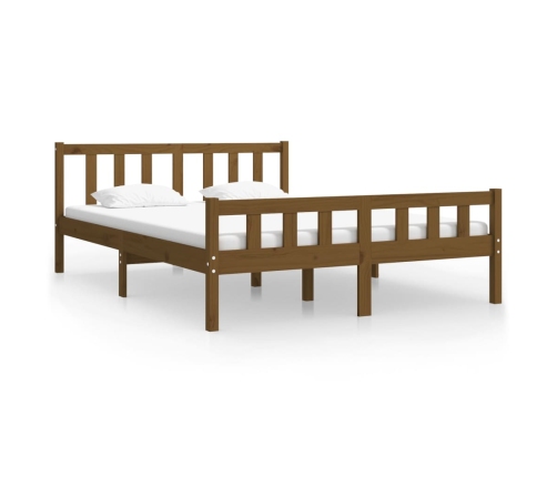 Estructura cama sin colchón madera maciza marrón miel 140x190cm