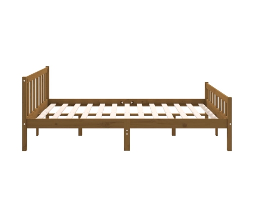 Estructura cama sin colchón madera maciza marrón miel 140x190cm