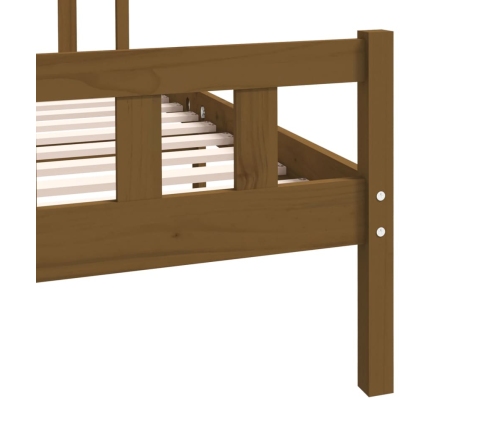 Estructura cama sin colchón madera maciza marrón miel 140x190cm