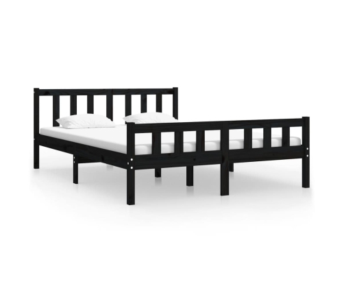 Estructura de cama de madera maciza negro 140x190 cm