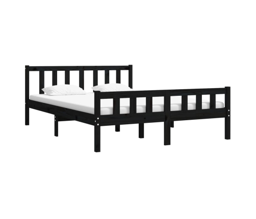 Estructura de cama de madera maciza negro 140x190 cm