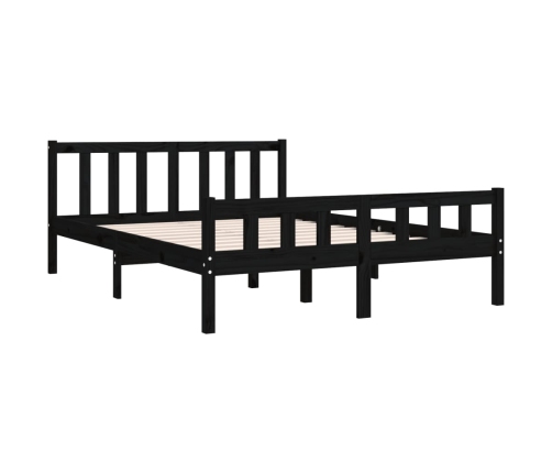 Estructura de cama de madera maciza negro 140x190 cm