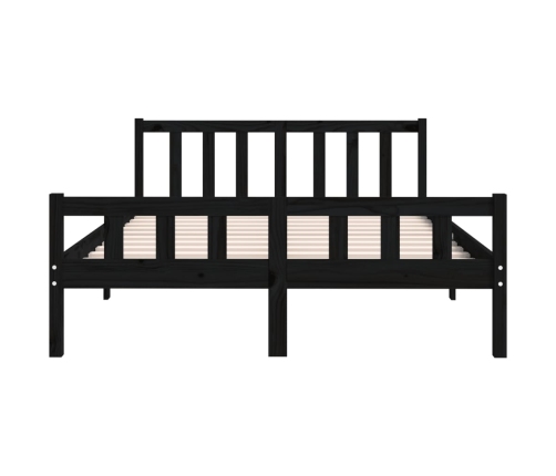 Estructura de cama de madera maciza negro 140x190 cm