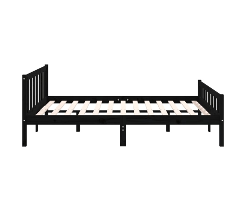 Estructura de cama de madera maciza negro 140x190 cm