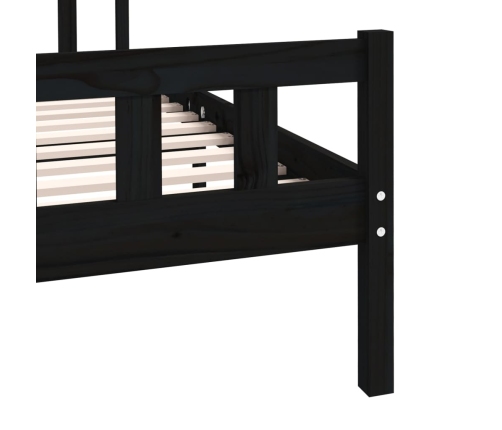 Estructura de cama de madera maciza negro 140x190 cm