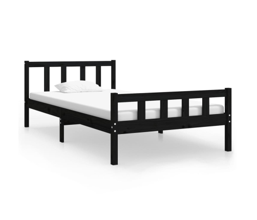 vidaXL Estructura de cama madera maciza negra 100x200 cm