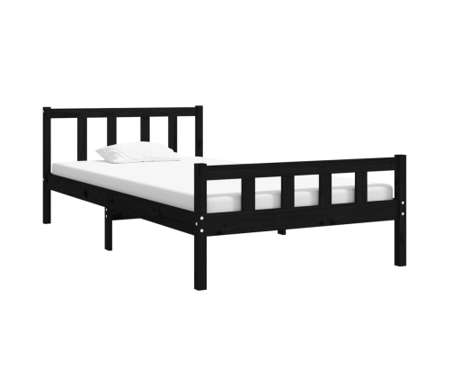 vidaXL Estructura de cama madera maciza negra 100x200 cm