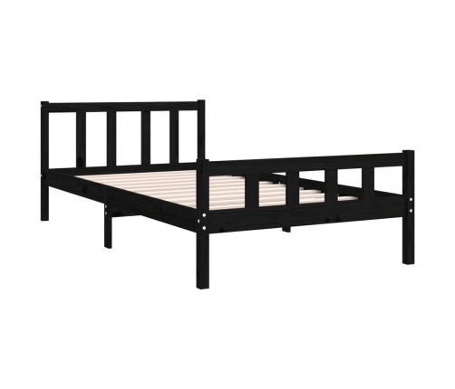 vidaXL Estructura de cama madera maciza negra 100x200 cm