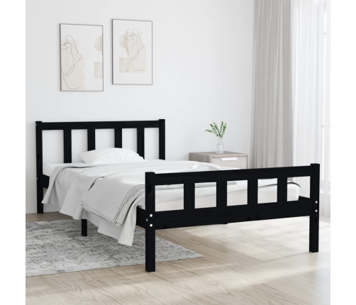 vidaXL Estructura de cama madera maciza negra 100x200 cm