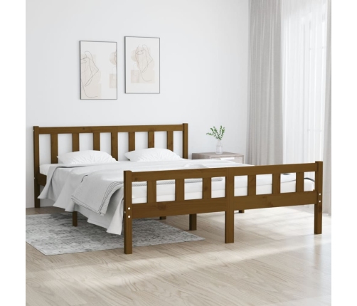 Estructura cama sin colchón madera maciza marrón miel 120x200cm