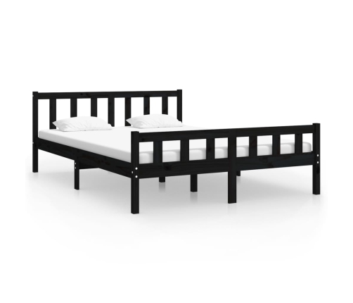 Estructura de cama sin colchón madera maciza negro 120x200 cm