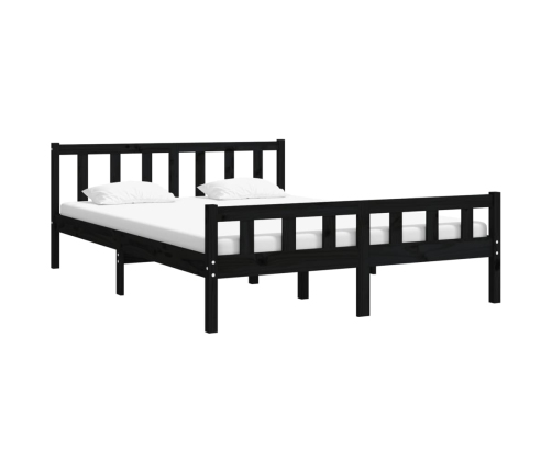 Estructura de cama sin colchón madera maciza negro 120x200 cm