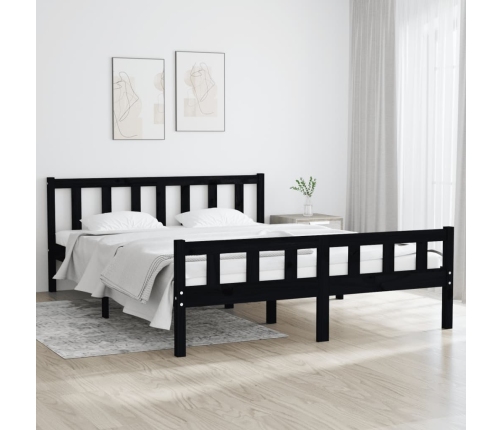 Estructura de cama sin colchón madera maciza negro 120x200 cm