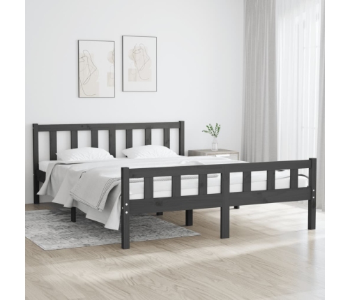 Estructura de cama sin colchón madera maciza gris 140x200 cm