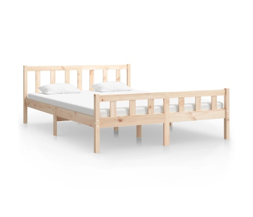 Estructura de cama doble sin colchón madera maciza