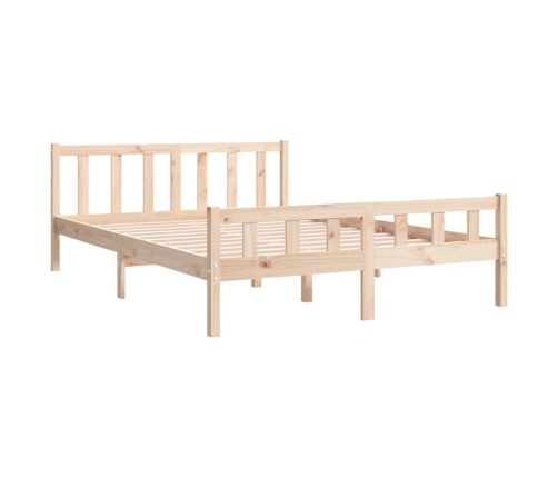 Estructura de cama doble sin colchón madera maciza