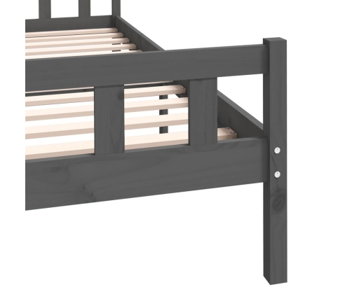 Estructura de cama doble sin colchón madera maciza gris