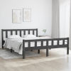 Estructura de cama doble sin colchón madera maciza gris