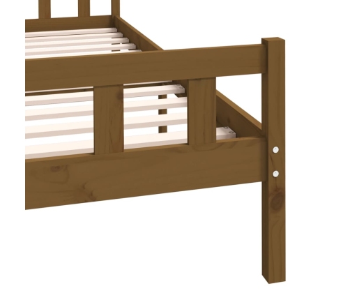 Estructura de cama doble sin colchón madera maciza marrón miel