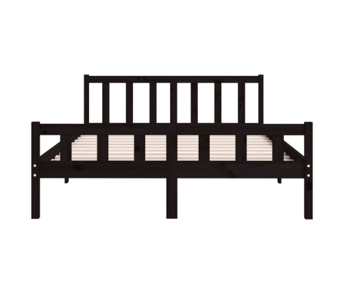 Estructura de cama doble sin colchón madera maciza negro