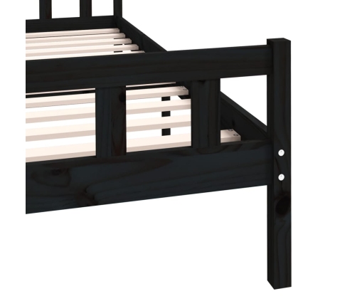 Estructura de cama doble sin colchón madera maciza negro