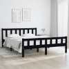 Estructura de cama doble sin colchón madera maciza negro