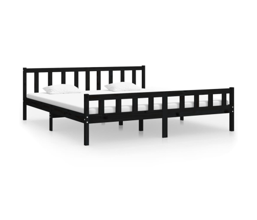 Estructura de cama sin colchón madera maciza negro 160x200 cm