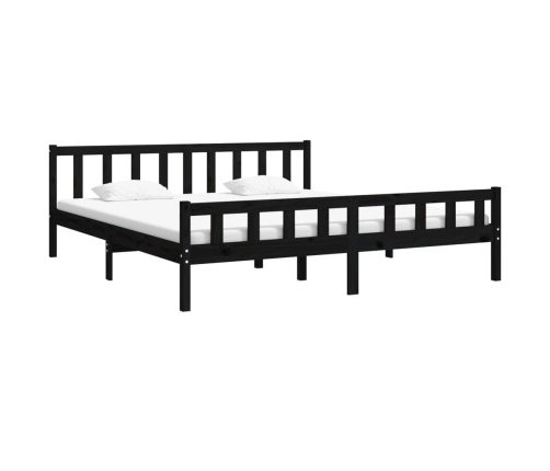 Estructura de cama sin colchón madera maciza negro 160x200 cm