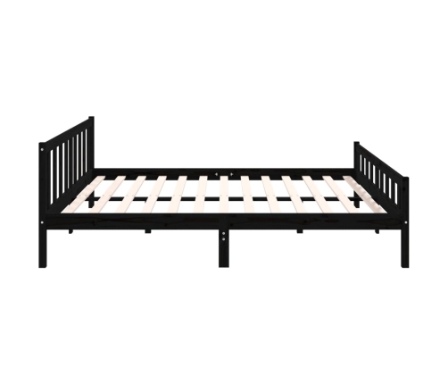 Estructura de cama sin colchón madera maciza negro 160x200 cm