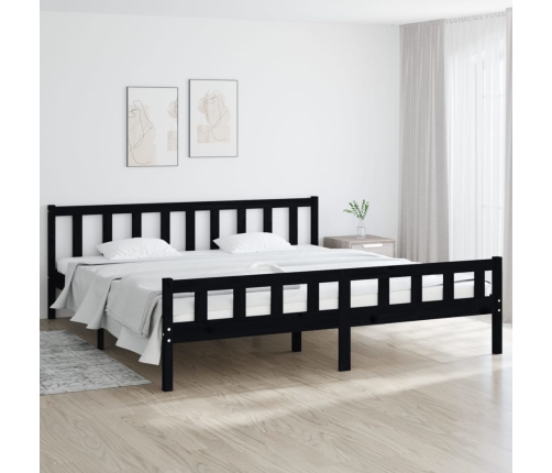 Estructura de cama sin colchón madera maciza negro 160x200 cm