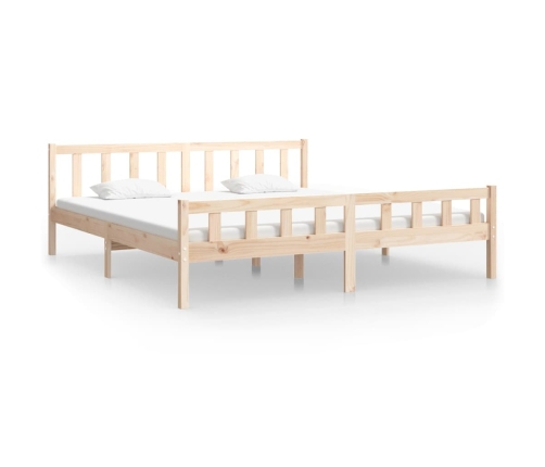 Estructura de cama doble sin colchón madera maciza