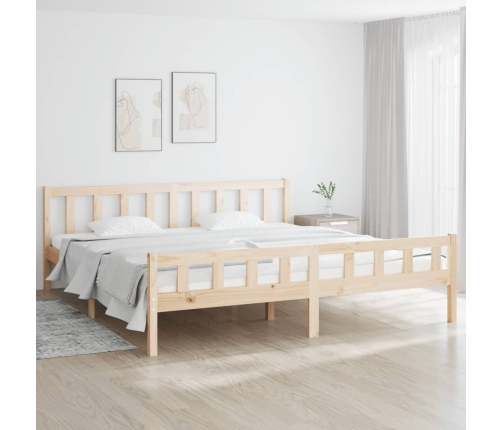 Estructura de cama doble sin colchón madera maciza