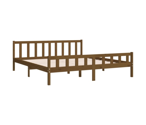 Estructura cama sin colchón madera maciza marrón miel 200x200cm